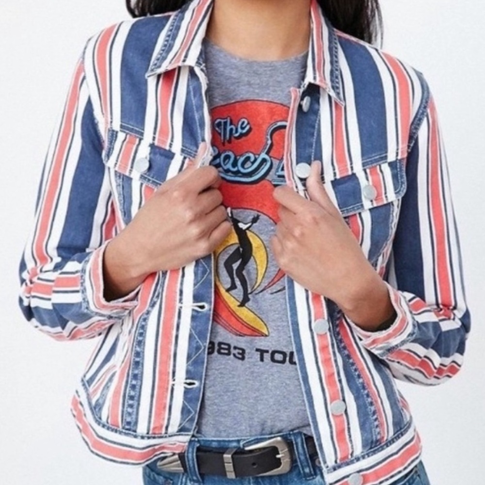BDG by Urban Outfitters Striped Jean Jacket NWOT